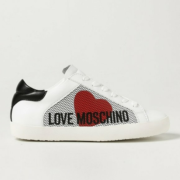 Love Moschino Women's White Black Leather Low Top Sneakers Logo Heart Sz 10/ 41 - Picture 16 of 16